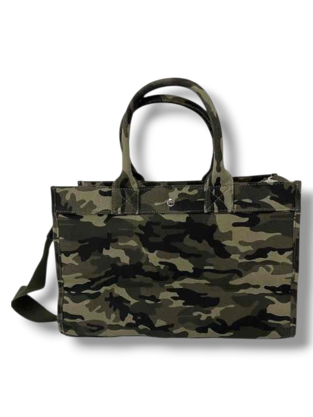 NWOT Milly Kate Camouflage Tote Bag Pink Orange Stripes Canvas Shoulder Bag - Picture 4 of 6